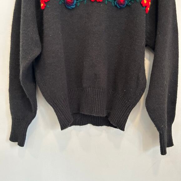 Albee Vintage Knitted Flower Turtleneck Sweater Gray Size M - Picture 4 of 6